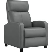 Yaheetech Fauteuil de Relaxation Chaise de Détente Siège de Canapé Rembourré avec Repose Pied pour Salon/Chambre à Coucher/Home Cinéma Gris/Tissu