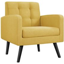 Yaheetech - Fauteuil de Salon Chaise de Salon en Tissu Fauteuil d'appoint avec Dossier Capitonné Pieds en Bois Massif à Assise Profonde pour Salon