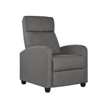 Yaheetech - Fauteuil de Relaxation Petit Canapé Inclinable en Tissu en 3 Positions 1 Place avec Repose-Pied, pour Salon Chambre Bureau Home cinéma,