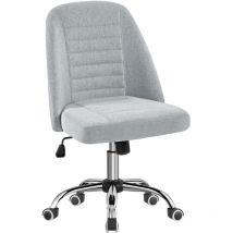 Yaheetech - Mid Back Home Office Desk Chair Modern Tufted Armless Computer Chair Task Chair Vanity Chair, Light Gray