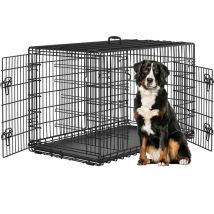 Yaheetech Gabbia Per Cani Gatti Kennel In Metallo Cuccioli Pieghevole Con Vassoio Rimovibile Doppia Porta E Divisorio Regolabile 122 × 71 × 78 Cm Nero
