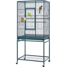 Grande Cage/Volière Oiseaux avec Support Détable à roulettes Cage pour Perroquet Gris du Gabon Canaris Parakeet Calopsitte élégante Pinson 65,5 x