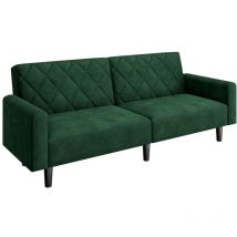Yaheetech - Canapé-lit Housse Convertible avec Dossier réglable Fonction de Couchage Canapé d'angle 3 Places en Velours Vert