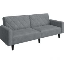 Yaheetech - Canapé-lit Housse Convertible avec Dossier réglable Fonction de Couchage Canapé d'angle 3 Places en Velours Gris