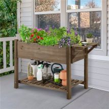 Carré Potager sur pieds Extérieur Carré à Plantes en Bois Jardinière Surélevée en Bois avec Trous de Drainage pour Culture en Maison/ Balcon/Jardin
