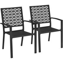 Homevive Juego De 2 Sillas De Jardín De Acero Con Respaldo Decorativo Estampado Diseño De Malla Para Terraza Balcón Patio Carga 136kg 58 X 59,5 X 89cm