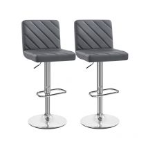 Yaheetech - Juego de 2 Taburetes de Bar Altura Ajustable 92-113,5cm Sillas de Bar Asientos Giratorios Diseño Moderno Taburetes Altos Gris Oscur