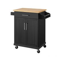 Bewegliche Kücheninseln Küchenwagen auf Rollen, Servierwagen mit Schublade und 3 Schrank, Arbeitsplatte aus Holz, Rollwagen 66 × 45,5 × 91,5 cm,