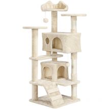 Yaheetech Cat Scratching Post Stabile Katze Kratzbaum Katzenmöbel Kletterbaum für Katzen Höhe 137 cm Beige