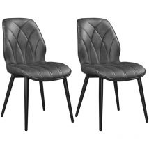 Lot de 2 Chaises de Salle à Manger en Similicuir Dossier Haut Design Pétales Chaises de Cuisine Rembourrées Pieds en Métal pour Salle à Manger