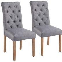 Lot de 2 Chaises de Salle à Manger avec Chêne Tissu Chaise de Salon Mobilier pour Bureau Cuisine Bar Réunion Hôtel 45,5 x 62 x 98,5cm - Yaheetech