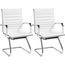 Yaheetech - Lot de 2 Chaises Visiteur en Similicuir Moderne Chaises de Réception avec Accoudoir Recouverts Chaise d'accueil à Dossier Moyen pour