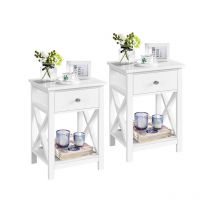 Yaheetech - Lot de 2 Tables de Chevet Tables de Nuit 40x30x55cm (LxPxH) Tables d'Appoint en Bois Vintage avec 1 Tiroir et 1 Étagère de Rangement