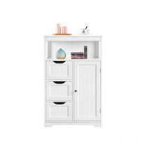 Yaheetech - Armario Baño Columna Blanco con 4 Cajones Armario Baño Suelo Madera Mueble de Baño Alto para Lavabo Organizador 55x29x86cm