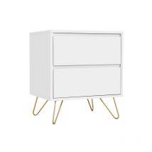 Mesita de Noche Moderna Mesilla de Noche Dormitoria con Cajón Grande Mesita Auxiliar Salon 50x40x57cm Blanco - Yaheetech