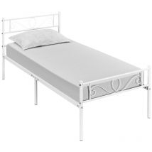 Yaheetech Metallbett Einzelbett, Metall Bettrahmen, Stabiler Gästebett, Minimalistisches Einzelbettgestell, Bettgestell mit Lattenrost für