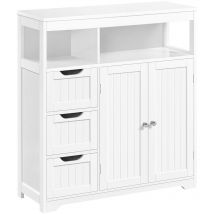 Mobile da Bagno Armadietto da Terra con Cassetti e Ripiano Regolabile Mobiletto con Ante da Soggiorno Salotto Credenza Cucina Bianco - Yaheetech