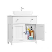 Yaheetech Mobile da Bagno Sottolavabo Mobiletto con Cassetto e Ripiano Portaoggetti Armadietto da Terra per Lavandino Salvaspazio Bianco