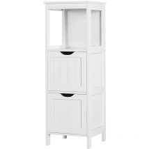 Yaheetech - Mobiletto da Bagno Salvaspazio Armadietto Bagno a Colonna da Terra Cassettiera Bianca Camera da Letto Ufficio con 2 Cassetti 30 x 30 x