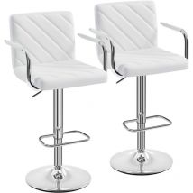 Yaheetech Modern Faux Leather Bar Stools with Backrest, Set of 2, White