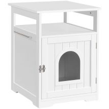 Mueble Arenero para Gatos Casa de Aseo Gatos Mascotas de Madera 52 × 49 × 64,5 cm, con Toallero Blanco - Yaheetech