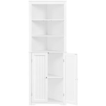 Yaheetech - Mueble De Baño De Esquina Gabinete Triángulo163 X 60 X 43 Cm Con 3 Estantes De Madera Abiertos Y 1 Armario De 3 Alturas Ajustables Con 