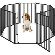 Yaheetech - Parc pour Chiens Enclos pour Chiot Cage Chenils Chien avec Serrure intégrée Fils métalliques renforcés de 8 mm en 8 Panneaux 80 cm de