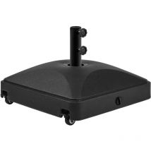 Yaheetech Pied de Parasol Carré à roulettes, Base de Parasol Remplie d'eau 37 L, Socle de Parasol Extérieur pour Mât de Parasol de 3,8 cm/4,8 cm Ø,