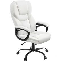 Yaheetech - Poltrona/Sedia Ufficio Ergonomica Reclinabile Presidenziale Imbottita da Scrivania a Rotelle Girevole Altezza Regolbile Bianca