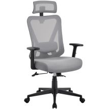 Yaheetech - Poltrona/Sedia Ufficio Scrivania Ergonomica Reclinabile Bloccabile Schienale Alto Braccioli Supporto Lombare Poggiatesta Regolabili a