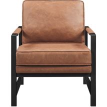 Retro Upholstered Faux Leather Accent Chair, Light Brown - Yaheetech