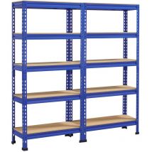 Yaheetech - 2 x Scaffali/Scaffalature Garage Magazzino Industriale in Metallo e Legno di mdf a 5 Ripiani Regolabili Carico Massimo per Ripiano 150 kg