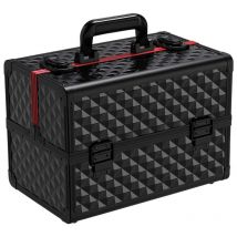Malette Maquillage Valise Coiffure en Aluminium Coffret à Bijoux Vanity Beauty Case Noir - Yaheetech