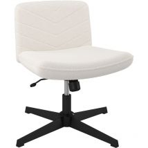 Sedia da Scrivania Senza Braccioli Sedia da Ufficio Girevole Senza Ruote in Tessuto Boucle Schienale Reclinabile con Ampio Cuscino Altezza Regolabile