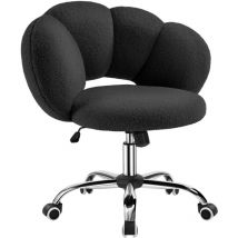 Sedia da Ufficio Scrivania Cameretta Imbottita Senza Braccioli Ergonomica con Ruote Girevole, Schienale Design a Nuvola in Tessuto Bouclé, Altezza