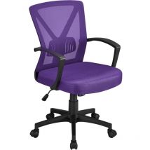 Yaheetech - Sedia da Ufficio Scrivania Ergonomica Lombare Girevole Reclinabile a Rotelle Altezza Regolabile con Braccioli Portata 136 kg Viola