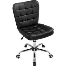 Yaheetech - Sedia Ufficio Senza Braccioli Ergonomica in Ecopelle Imbottita da Scrivania a Rotelle Girevole Altezza Regolabile Fonzione Dondolo Nera