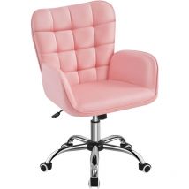Yaheetech - Sedia/Poltroncina da Ufficio Scrivania a Rotelle Girevole Imbottita in Similpelle Reclinabiale Ergonomica Altezza Regolabile Rosa