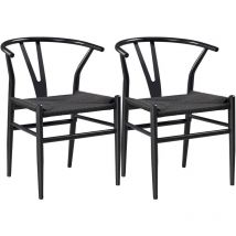 Set 2 Sedie Sala da Pranzo Moderne con Braccioli Portata 150 kg Intero Nero - Yaheetech