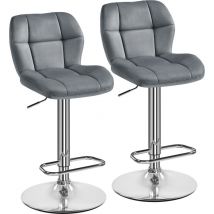 Set 2 Sgabelli Bar Alti Cucina Moderni Design in Velluto con Schienale Girevole 360° Altezza Regolabile Da Penisola Grigio Scuro - Yaheetech