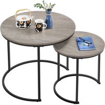 Set 2 Tavolini Sovrapponibili da Salotto Tavolini Rotondi Design Moderno Tavolini da caffè Mobile per Soggiorno Casa Grigio - Yaheetech