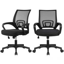 Yaheetech - Mid-back Mesh Office Chair Ergonomic Desk Chair,Pack of 2,Black