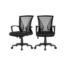 Yaheetech - Set of 2 Mid-back Mesh Office Chair, Black