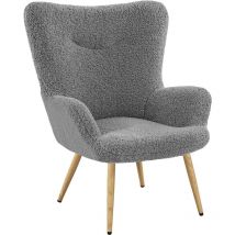 Set Poltrona da Salotto in Tessuto Bouclé e Metallo Imbottita con Schienale Braccioli per Camera da letto/Caffè/Studio/Lettura Grigio - Yaheetech