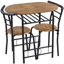 Set Tavolo e 2 Sedie Sala da Pranzo Cucina Salvaspazio Moderno Set Mobili da Balcone Bar per 2 Persone in Legno e Metallo Sedia Portata 136 kg