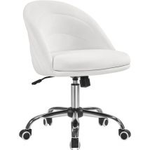 Yaheetech Silla de Oficina Silla Escritorio Silla Terciopelo con Ruedas Silla Oficina Sin Reposabrazo Silla Oficina Giratoria Capacidad 136 KG Blanco