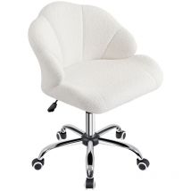 Yaheetech - Silla Escritorio Oficina Silla Ergonomica Silla de Despacho Silla de Boucle con Ruedas Silla sin Reposabrazo Capacidad 136 kg Nevado