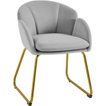 Silla Tapizada Terciopelo, Pata Metal Sillon Terciopelo Sala de Estar Dormitorio Comedor Cocina Gris - Yaheetech