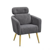 Yaheetech - Sillón Relax Tapizado con Reposabrazo, Silla para Dormitorio con Reposacabeza Ajustable para Sala de Estar, Salón - Gris