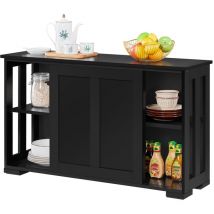 Stackable Sideboard Buffet Cabinet Storage Sliding Door Kitchen Dining, Black - Yaheetech